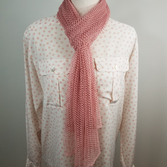 Pretty blush Pink mesh scarf long - Picture 2 of 6
